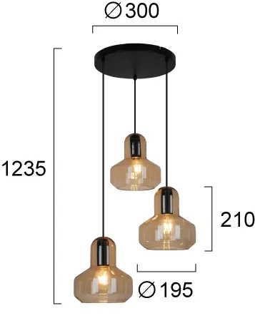 Product image 2 of 3/Lights Pendant  Mandy