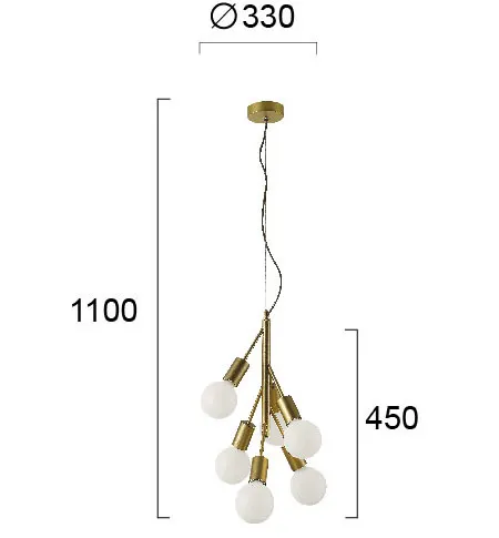 Product image 7 of Hanglamp Grape - Zes lampen  - Goud - Modern