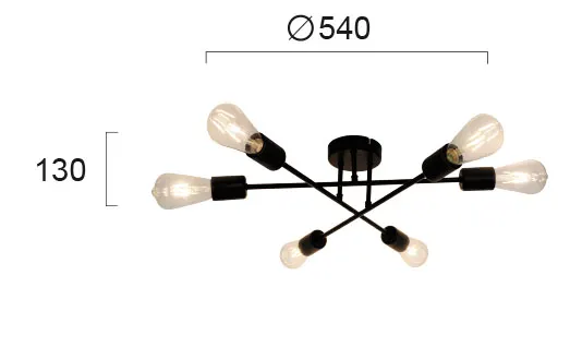 Product image 2 of Plafondlamp Freestyle - Zwart - Zes lampen